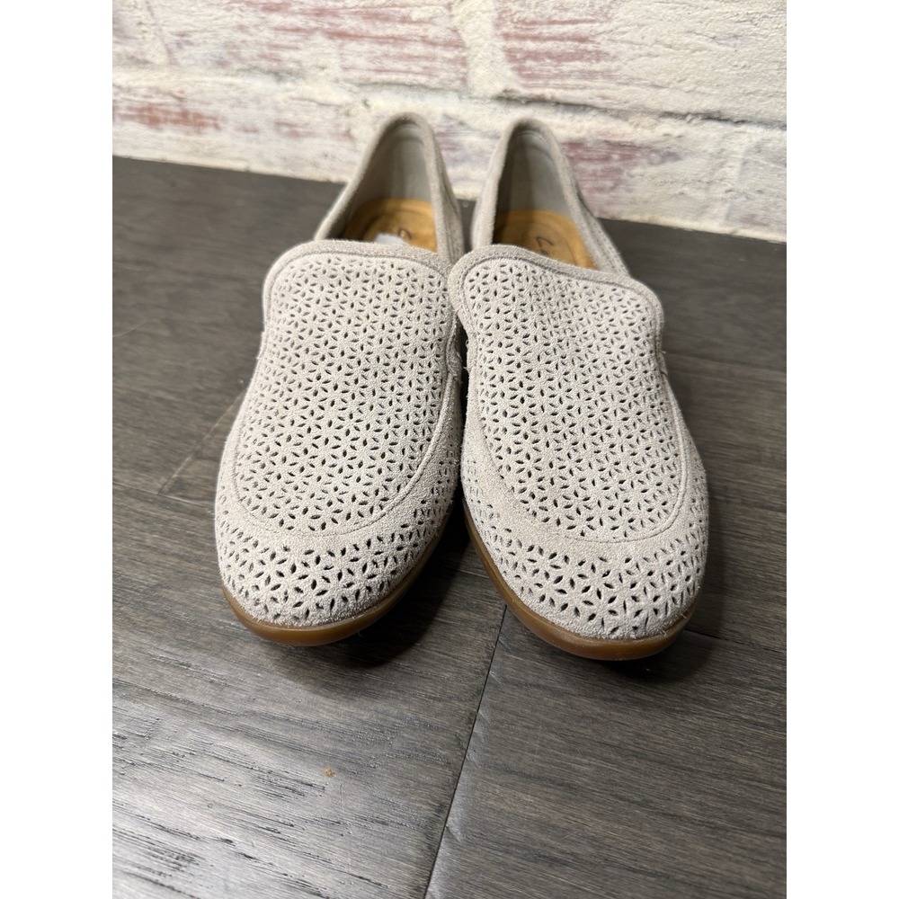 Clarks Womens Trish Cove Grey Suede Casual Shoes Cut Out Loafers Size 10